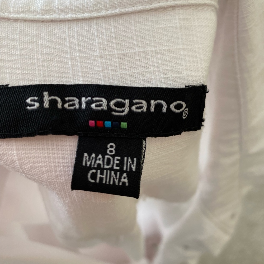 White linen type utility dress size 8